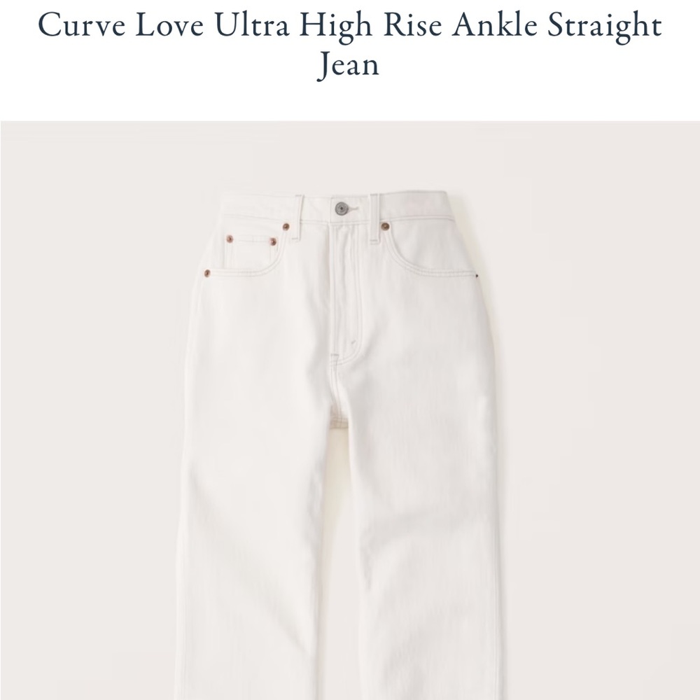 White Abercrombie and Fitch Curve Love Ultra High Rise Ankle Straight Jean